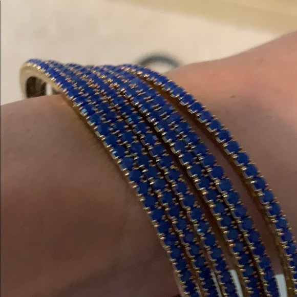 6 lapis/gold bangles - Picture 2 of 2